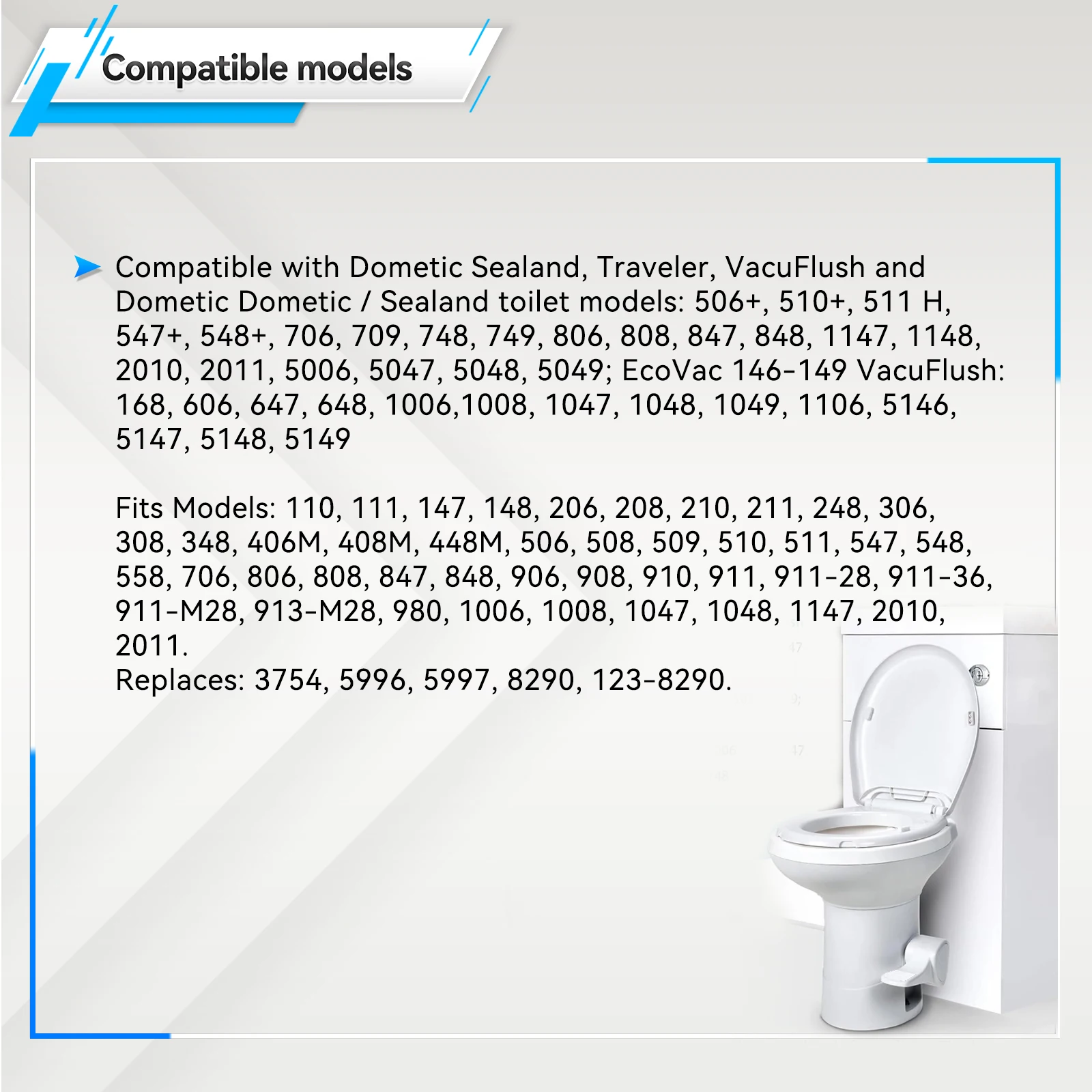 

385314349 Комплект для ремонта водяного клапана для туалетов автодомов и прицепов, подходит для педальных унитазов Dometic, Sealand, EcoVac, VacuFlush