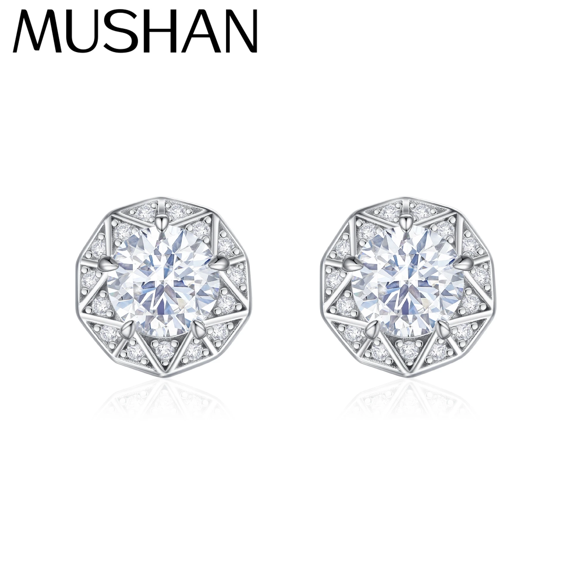 MuShan Luxury Jewelry 925 Sterling Silver Earrings Zircon 7A Grade Ear Pin Party for Girls 18K Gold Plated Fine Jewelry Earring
