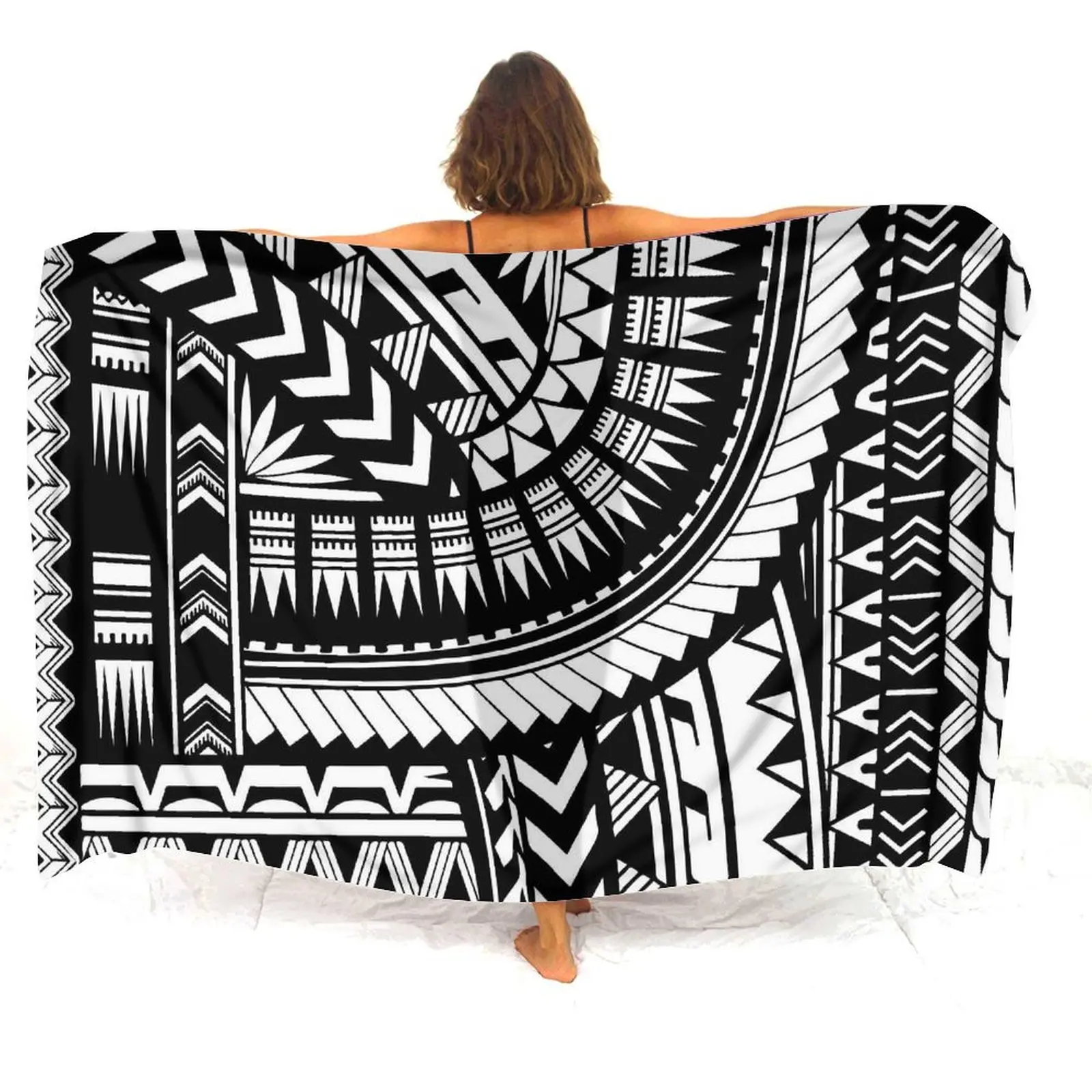 Elegante Sarong Polynesian Women Seaside Beach Style Sarong Tribe etnico tradizionale Art Print cappotto antivento personalizzato Bikini Coat