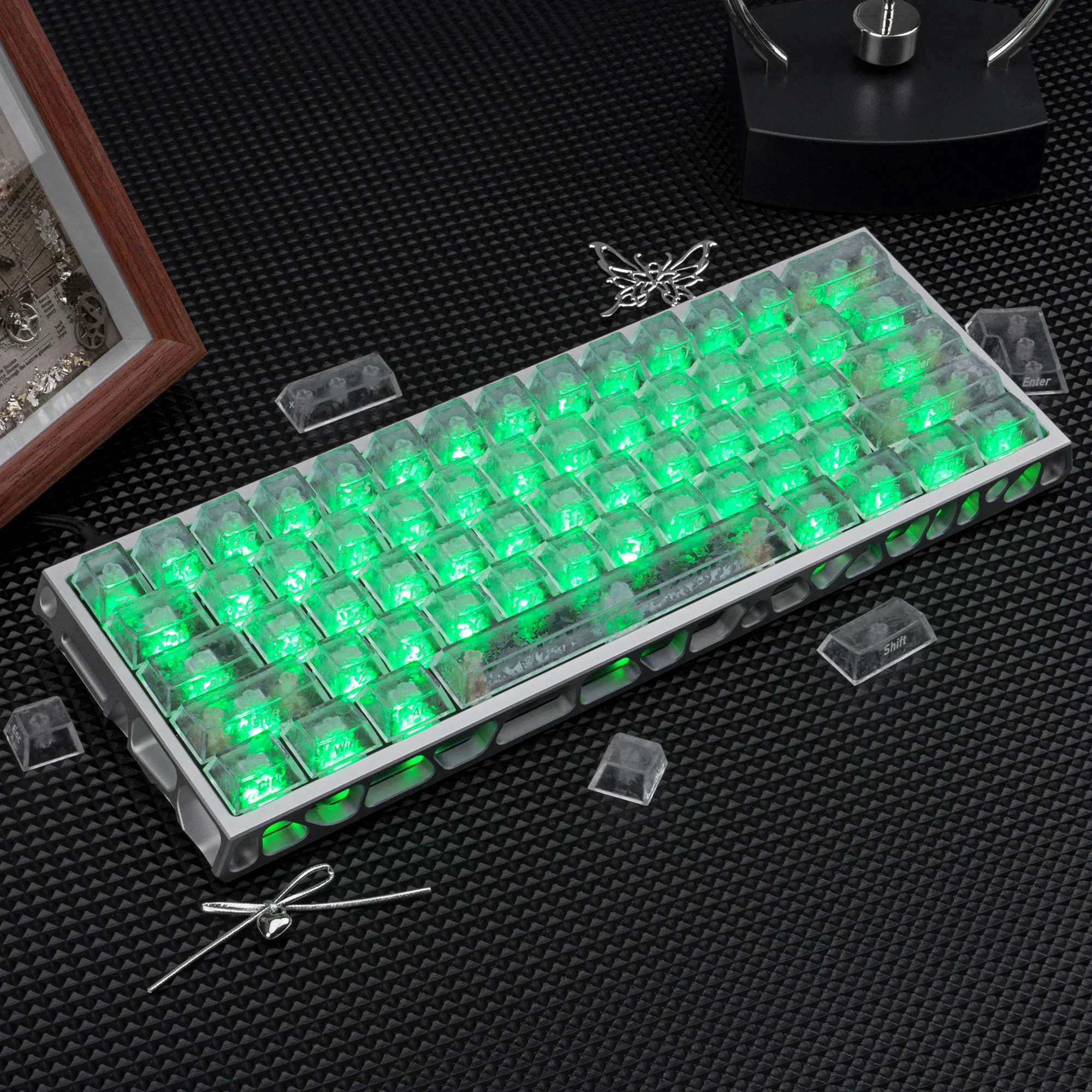 New 130+ Keys Fog White Carbon Fiber Texture Transparent PC Keycaps Double Shot Cherry Profile for Gateron Mechanical Keyboard view 4