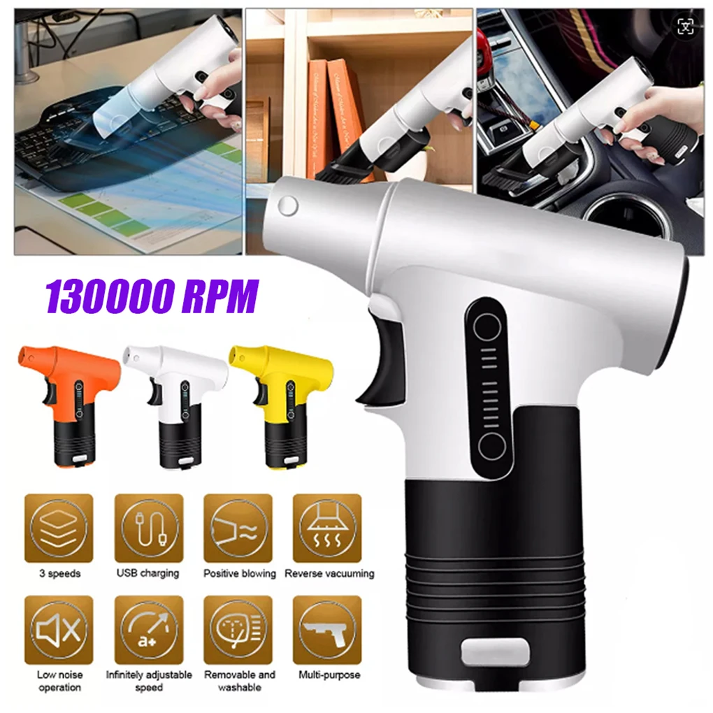 

130000RPM Brushless Jet Fan High Power 55m/s Turbofan Dust Blower 3 Speed Handheld Blowing-suction Compressed Air Blower