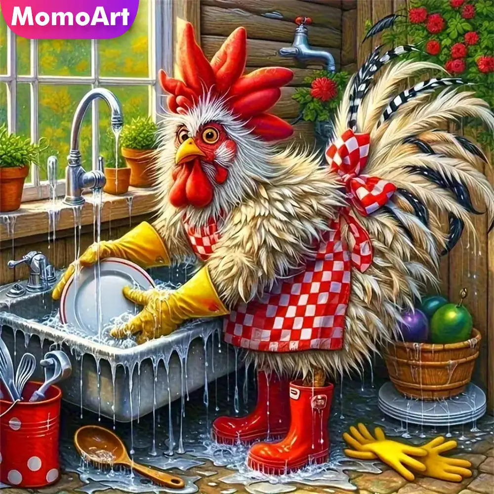 Momoart Diamond Embroidery Chicken Animal DIY Full Square Ro