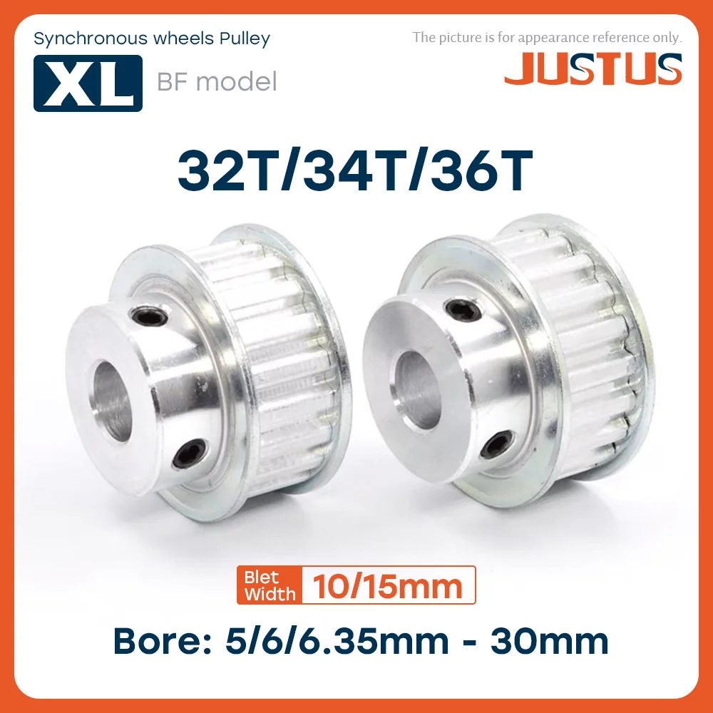 

XL Timing Pulley BF Type 32T/34T/36Teeth Bore 5/6/6.35/8/10/12mm -30mm for 10/12.7mm Width Belt Used In Linear Pulley