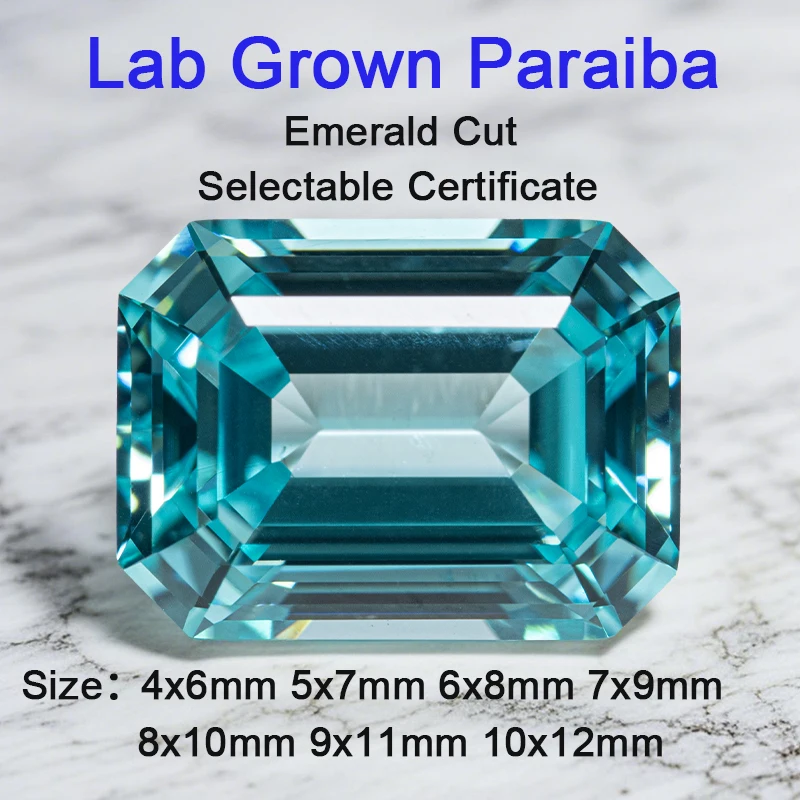 

Lab Grown Paraiba Emerald Cut VVS1 Charms Gemstone Beads for Jewelry Making Rings Bracelet Pendant Selectable AGL Certificate