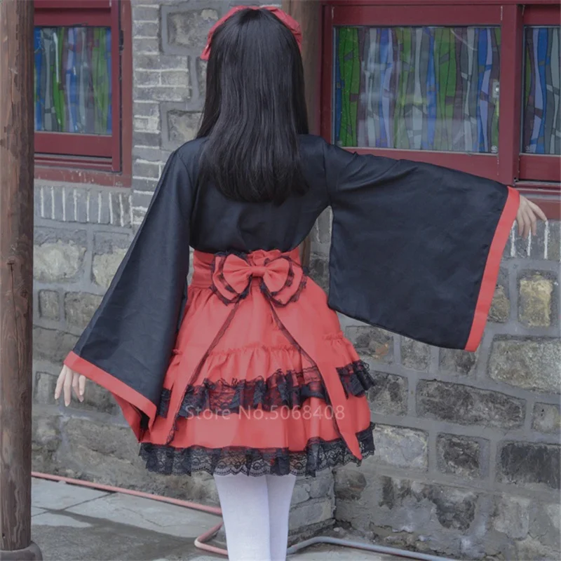 Robe Kimono de Style Japonais pour Fille, Costumes de Cosplay Anime Kawaii, Barrage financièrement, Dentelle, Lolita, Haori, ixde Carnaval, UY7