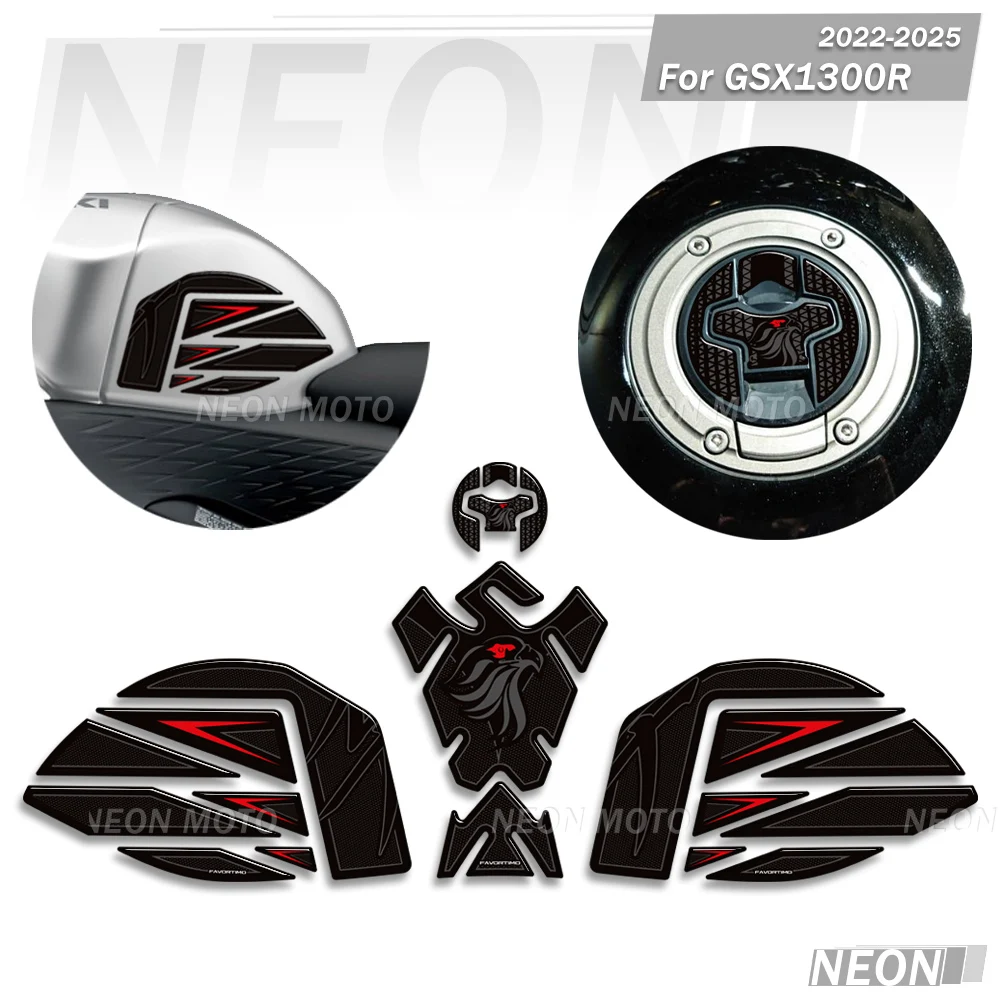 

For Hayabusa GSX1300R 2022-2025 Motorcycle 3D Epoxy Resin Tank Pads, Protection Anti-Slip Stickers Decals Kit