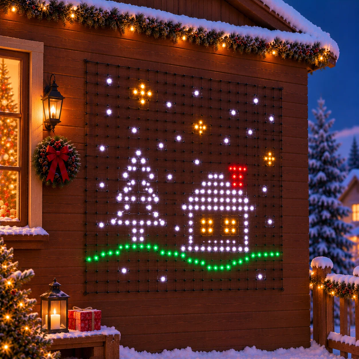 Christmas Photo Display Curtain Lights Set DIY LED Bluetooth App Multicolor Smart for Window Wall Home Party Decoration