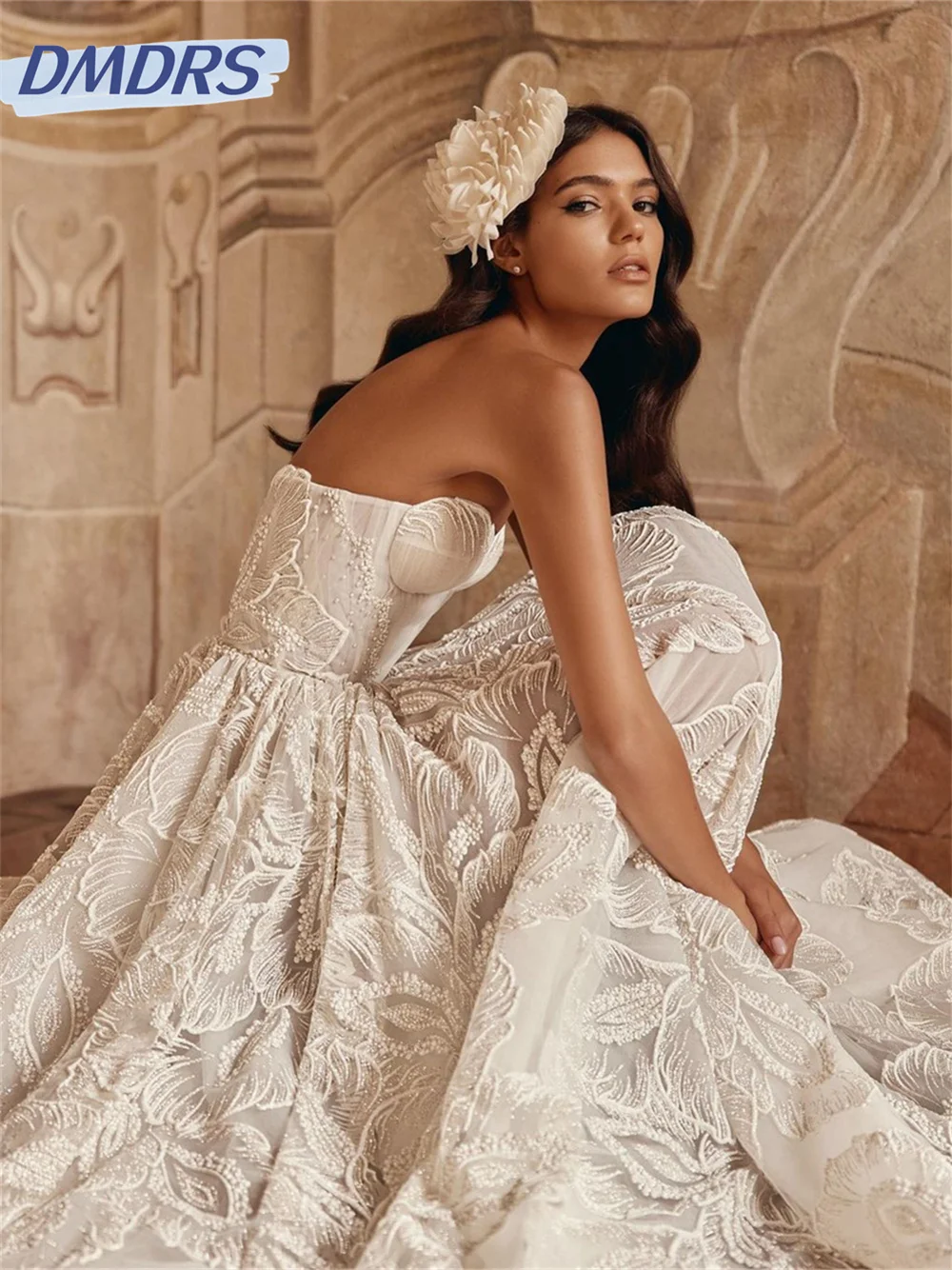 Affascinante abito da sposa con scollo a cuore 2024 abito da sposa in Tulle semplice abito classico con applicazioni a pavimento Vestidos De Novia