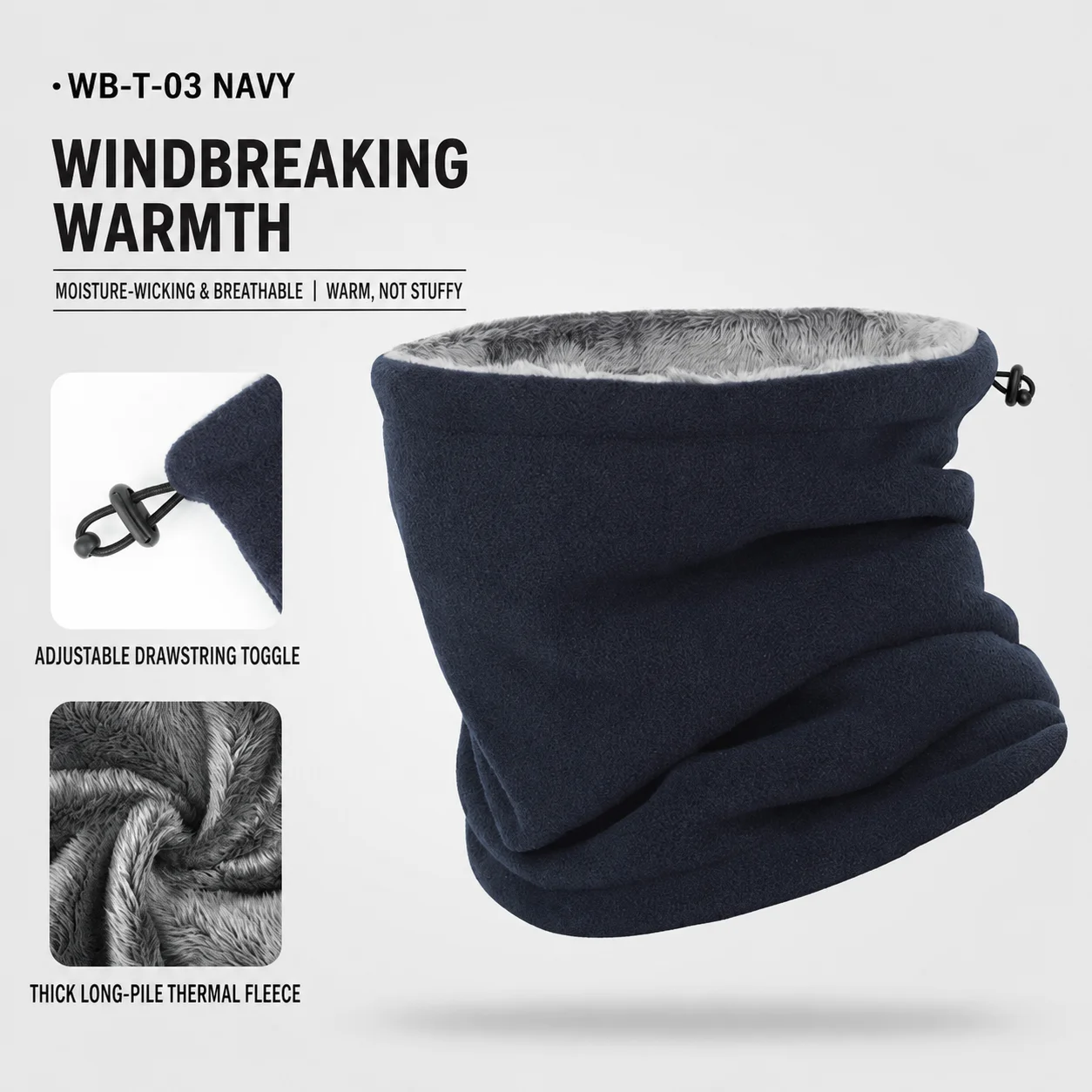 Drawstring Neck Gaiter Adjustable Neck Warmer Fleece Neck Gaiter Breathable Outdoor Scarf For Outdoor Activities Face Covering