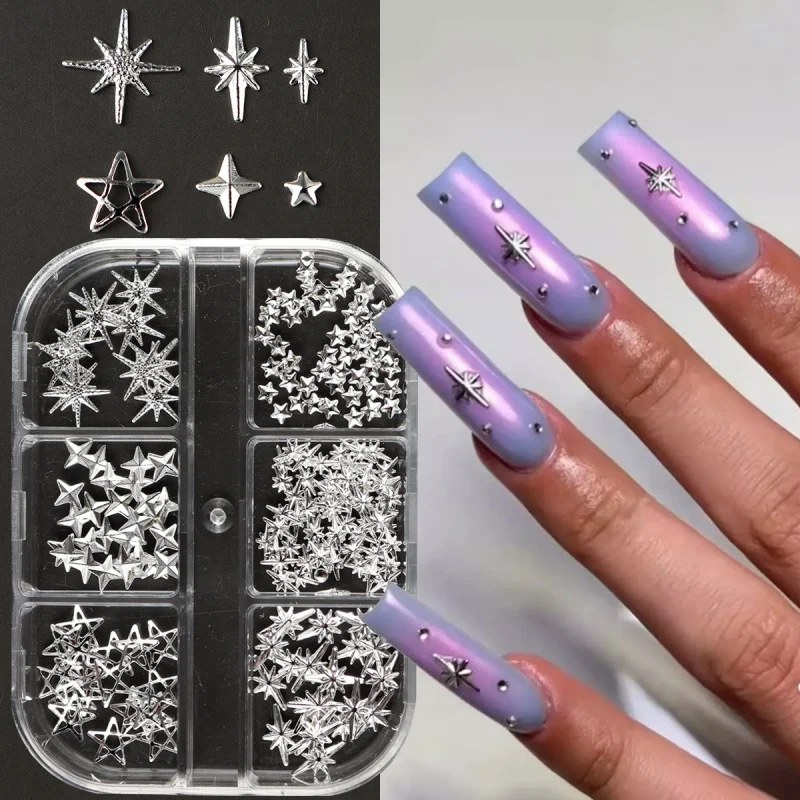 Clous à rivets en métal et argent pour ongles, breloques Design Starlight Y2K, décoration 3D pour Nail Art, bijoux en alliage de luxe, accessoires de manucure