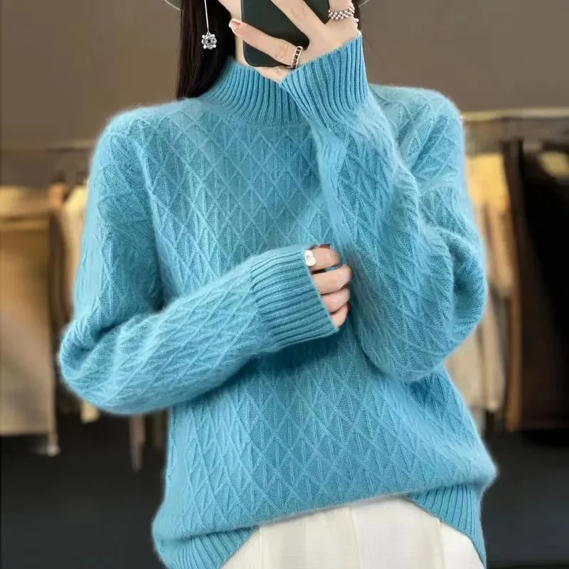 

Autumn Winter Wool Sweater Pullovers Women Clothing 2025 New Fashion Long Sleeved Cashmere Knitwear All-Match Casual Female Tops