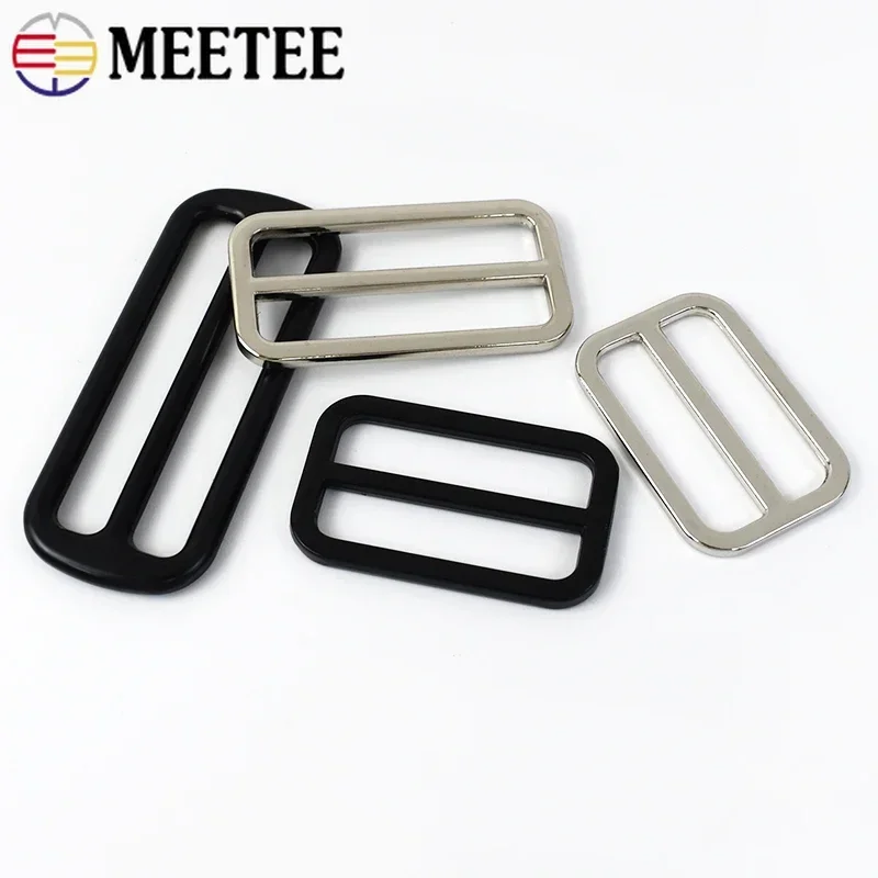 5/10Pcs Meetee 25-50mm Metal Tri Glide Slide Ring Buckle Webbing Strap Bag Belt Rectangle Adjuster Hook Leather Craft Accessory