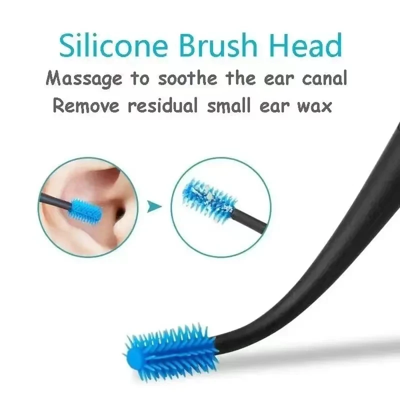 Double Silicone Soft Head Rotary Screw Earpick Ear Picking Tool Massage Ear Cleaner Earscoop Rod