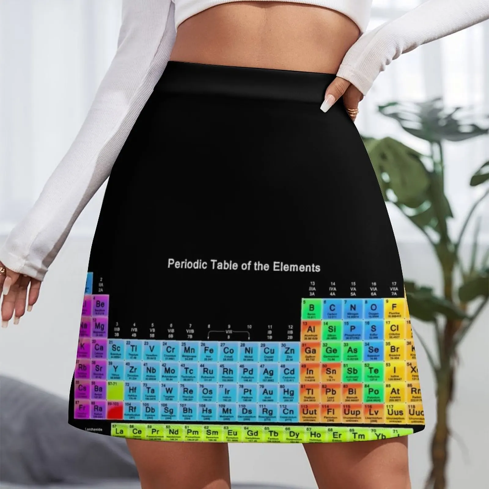 Periodic Table of the Chemical Elements on Black Mini Skirt modest skirts for women elegant social women's skirts Mini Skirt
