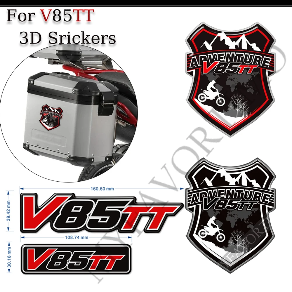 For Moto Guzzi V85 TT   V85TT Tank Trunk Pad Protection Stickers Decal Luggage Aluminum Cases Protector Emblem