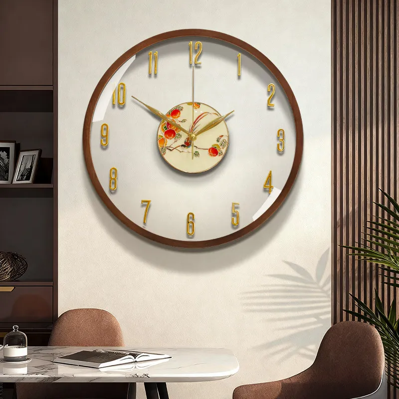 

2026 New Edition Solid Wood Wall Clock Home Decoration Large Wall Clock Restaur Eant Wall Digital Mute Clock Room Decoration