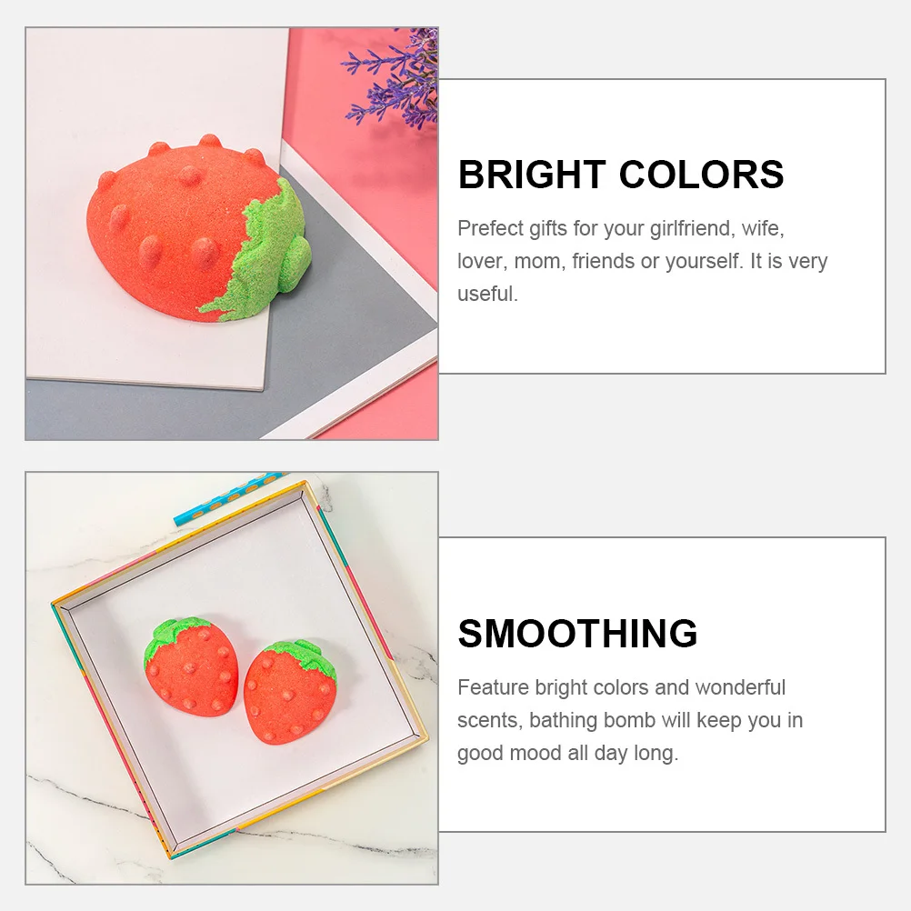 

4 Pcs Fragrance Bath Ball Salts Strawberry Bathbomb for Smelling Take Explosion