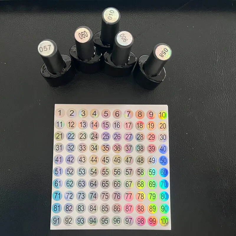 5 Sheet(1-500) Laser Number Sticker Label For Nail Polish Color Tips Display Marking Stickers Numbers Guide DIY Manicure Tools