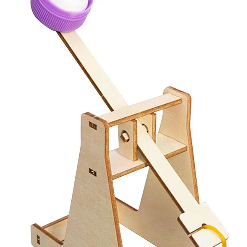 Wooden Catapult Model Kit DIY Trebuchet Educational Science Assembly Building Blocks Toys for Children Physics Experiment Games