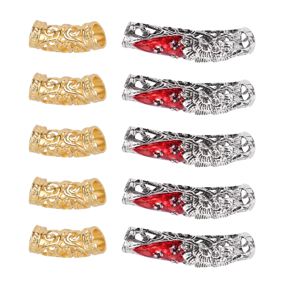 

10Pcs Durable Dreadlock Cuffs Lightweight Alloy Filigree Tubes Easy to Bend for All Hair Types Hair Cuffs Filigree Tube