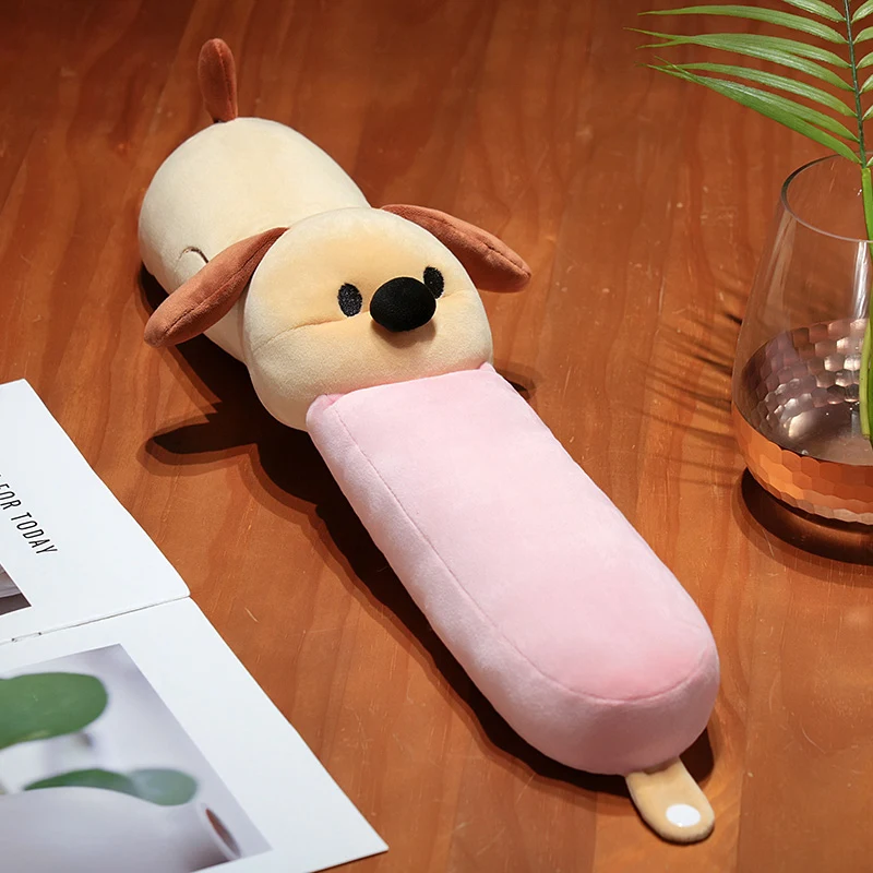 Almohada creativa de lengua larga para el cuello de perro, juguetes de peluche de perro Kawaii, almohada creativa de muñeco de cachorro para niñas, regalos para niños, decoración