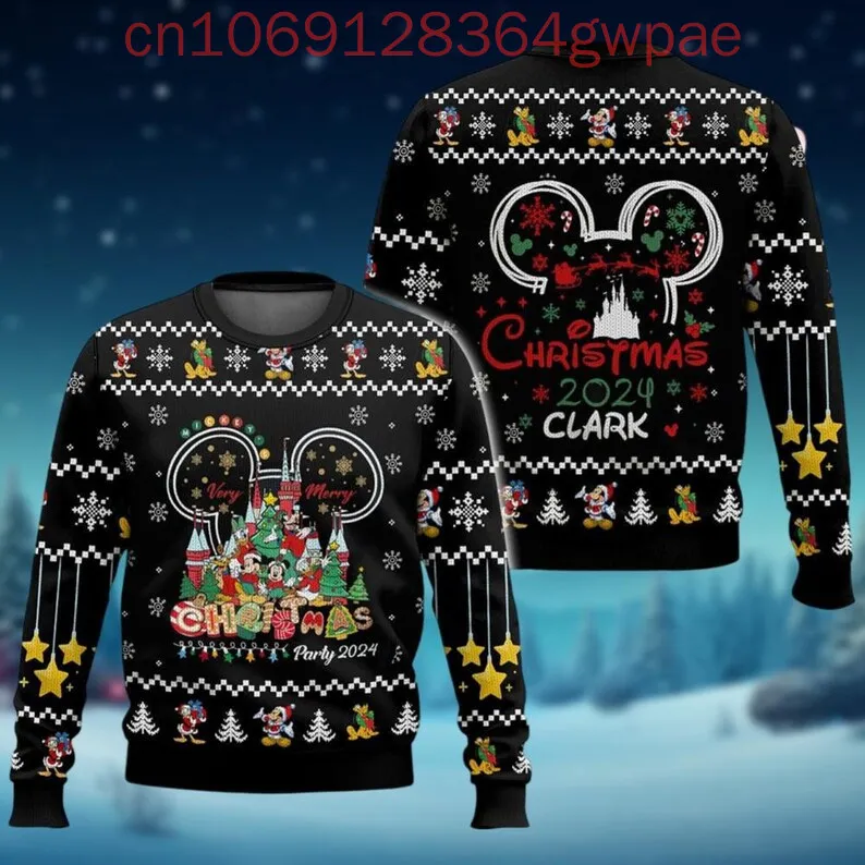 Disney Mickey Ugly Christmas Sweater Land Merry Xmas Ugly Men Sweater Mickey Minnie Donald Duck Holiday Sweater Cartoon Sweater