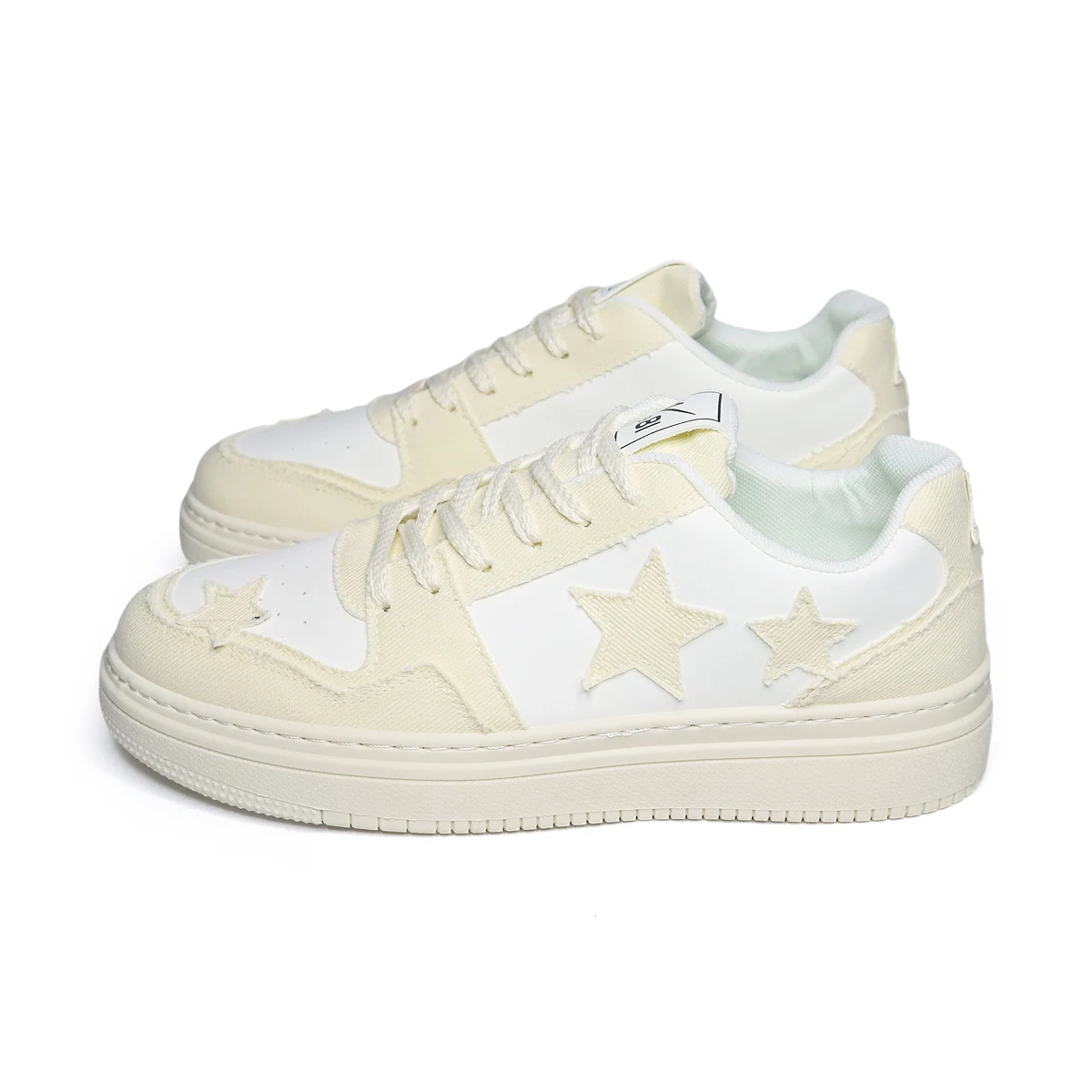 

2025 New Star-Decorated Denim Panel Skateboard Shoes – Thick-Soled Casual Style, Trendy Student Daily Sneakers