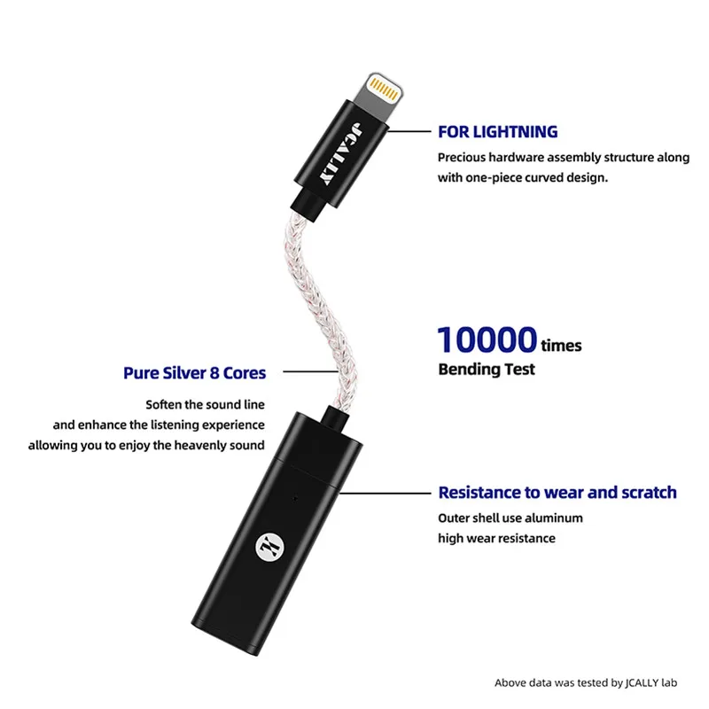 Imagem -06 - Jcally Jm60 Jm60l Usb tipo c a 3.5 mm Cabo Dac Es9038q2m Adaptador Decodificar Amp Digital Áudio Cabo 32bit 384hz