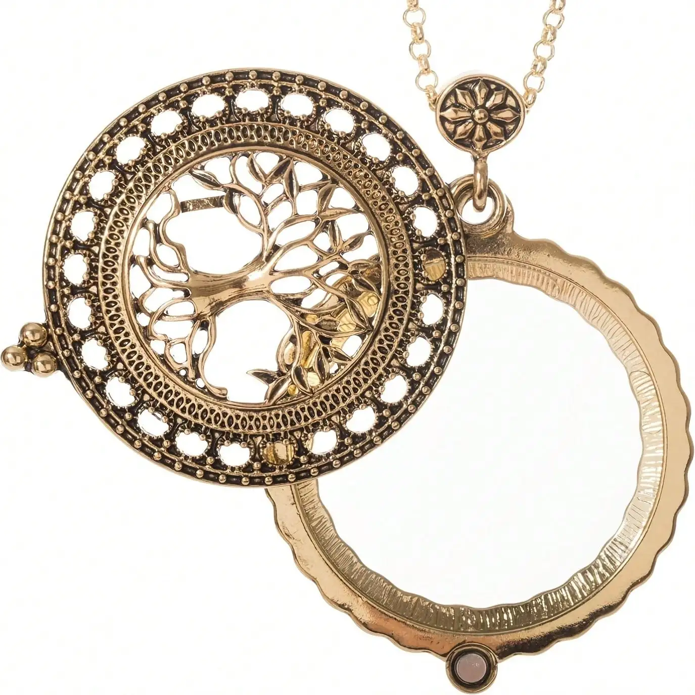 Elderly Magnifying Glass Pendant Necklace, Retro Bohemian Long Sweater Chain For Reading Books Phones Daily Party Use