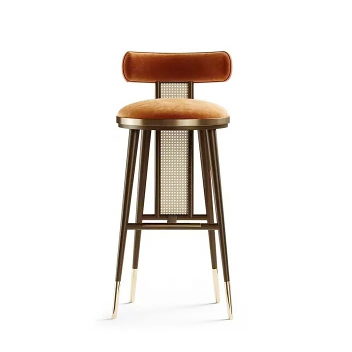 

/High-end Modern Design Hotel Metal Legs Bar Stool Commercial Wooden bar Chair for bar