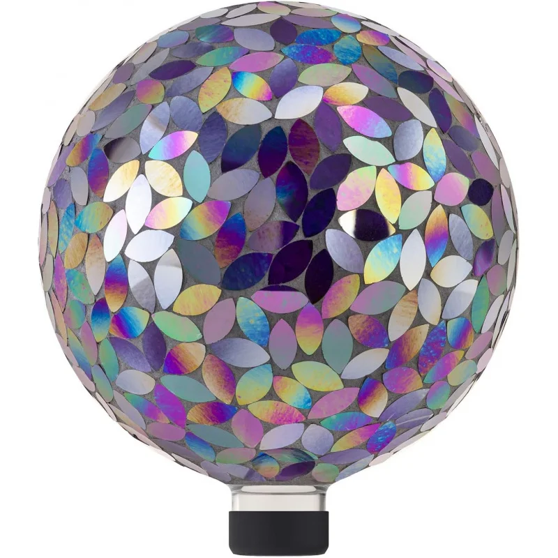 

10 "Diameter Indoor/Outdoor Glass Mosaic Gazing Globe Yard Decoration, Purple Pearlized Petals Design