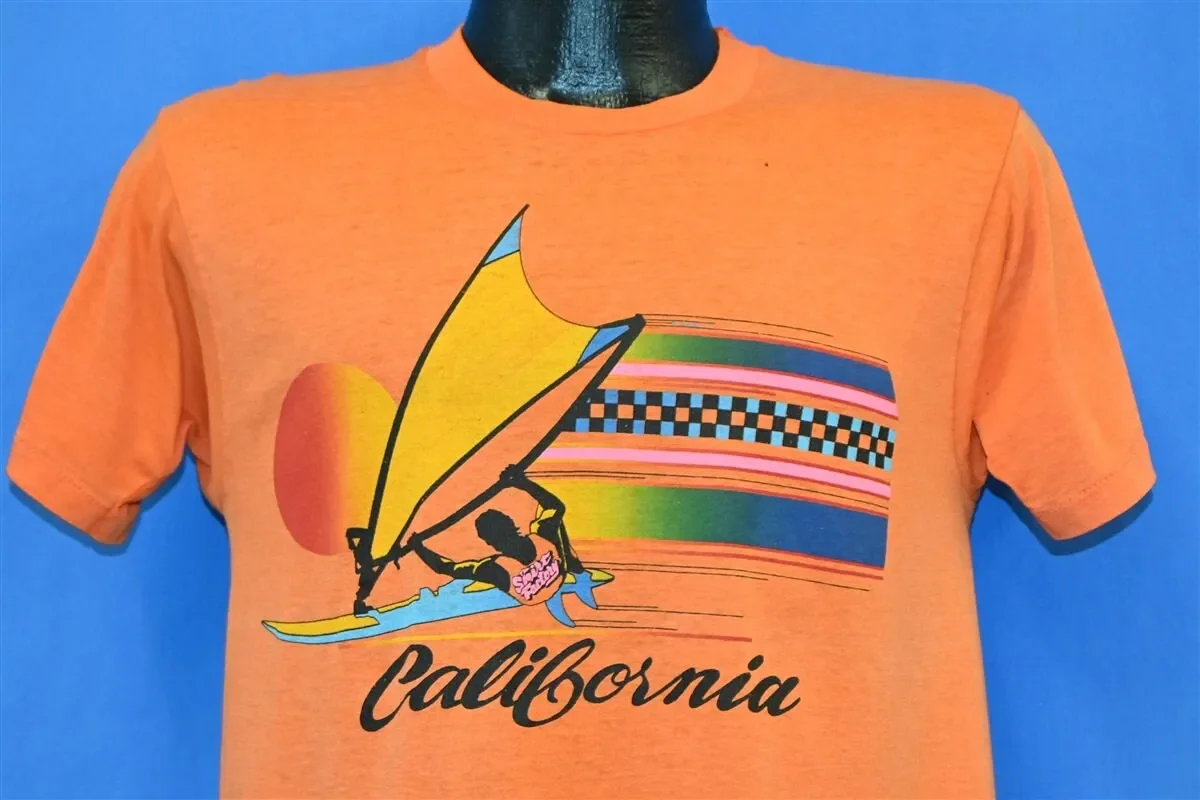 80s California Windsurfing Rainbow Sunset Surf T Shirt Factory Small
