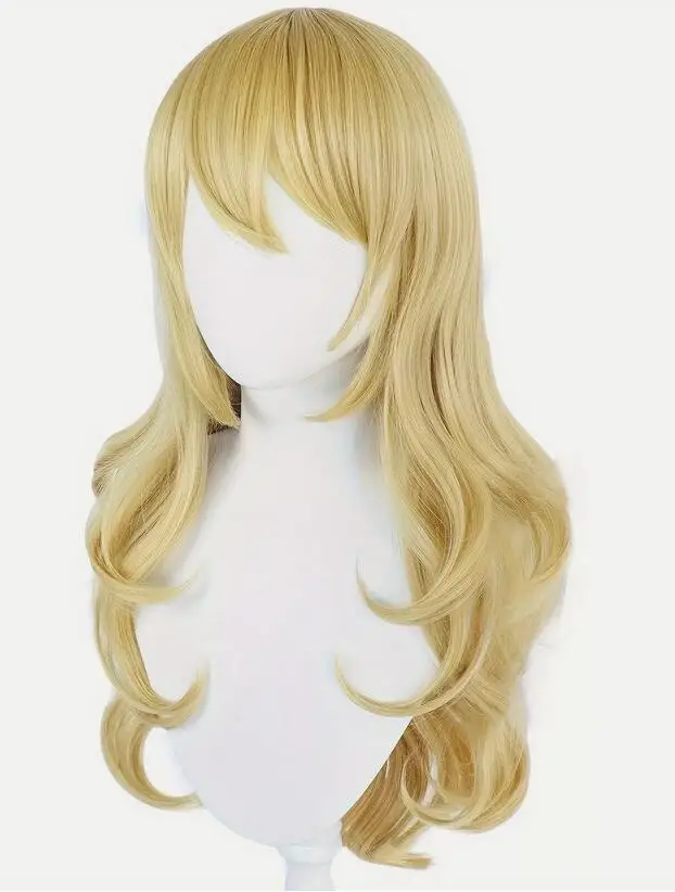 Long Curly Blonde Wig Exquisite Elegant   Style Wig With Bangs