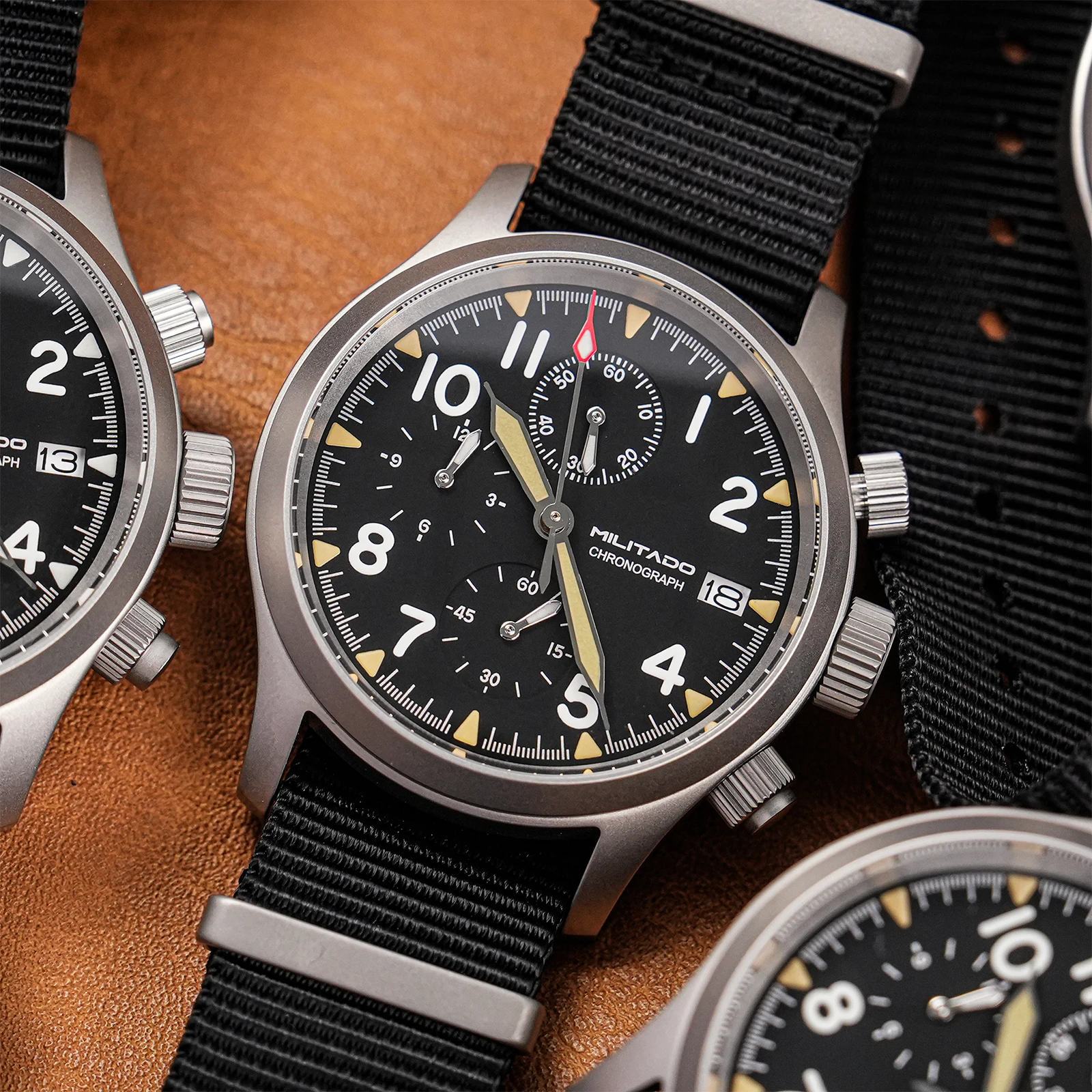 Militado ML1868KF quartz watches man VK67 39mm chronograph watch Luminous Sapphire Glass 100m waterproof military Wrist watch