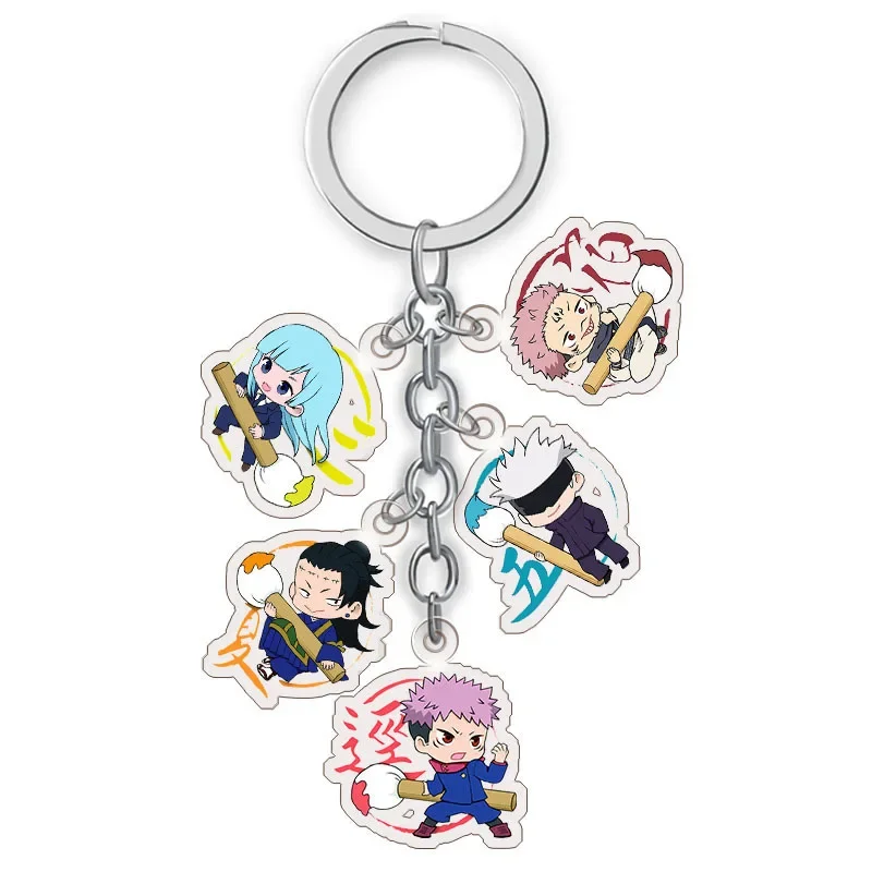 

5pcs Anime Jujutsu Kaisen Acrylic Keychain Keyring Cartoon Figures Gojo Satoru Geto Suguru Cosplay Acrylic Key Chain Bag Pendant