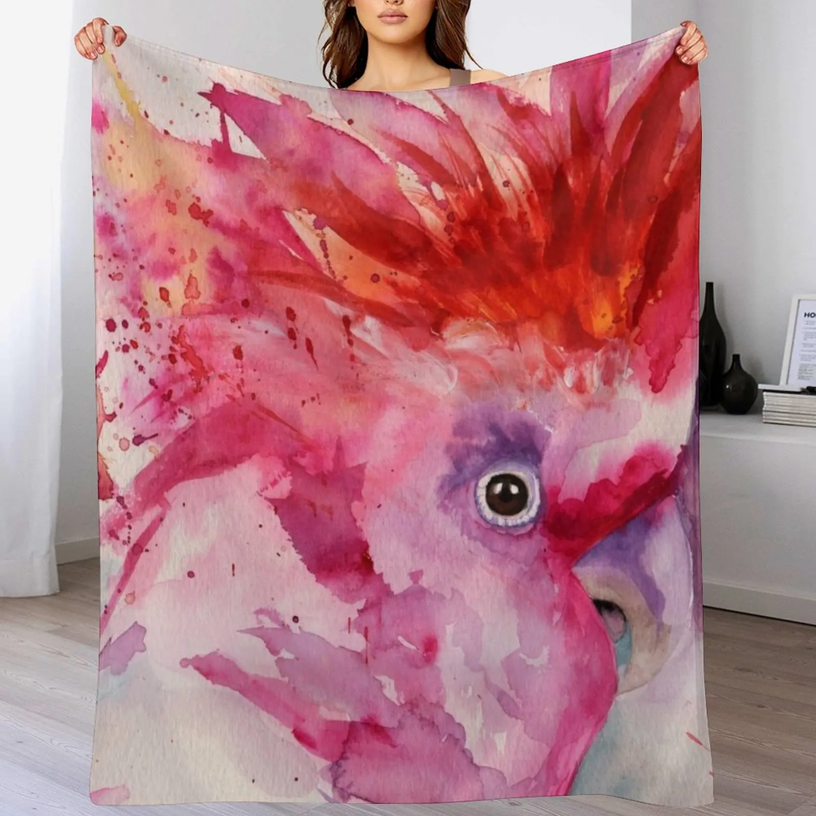 New Pink Cockatoo Throw Blanket warm winter blankets and throws Blankets