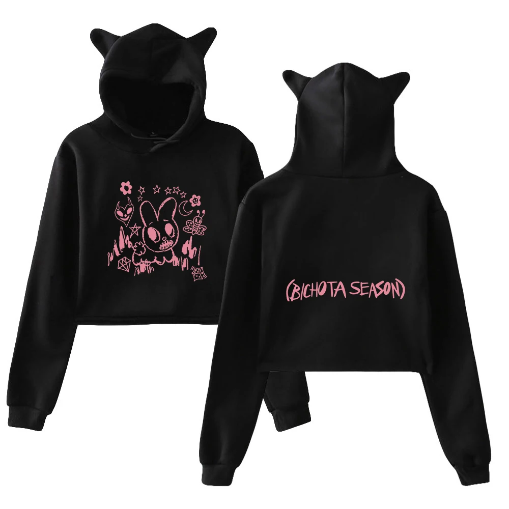 

Karol G Bichota Season Bunny Pullover 2023 Manana Sear Bonito Tour Cat Ears Hoodie Long Sleeve Crop Top Women's Clothes