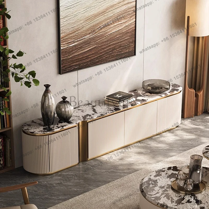

Nordic Tall Marble TV Stands Italian Minimalist Villa Solid Wood Super Crystalline Stone TV Cabinet Designer Home Furniture