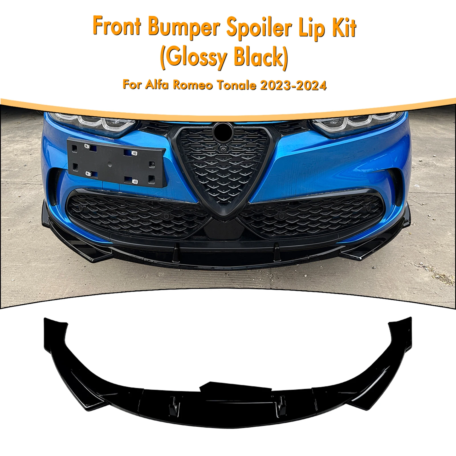 

3 шт., передний бампер автомобиля, накладка на губу, спойлер, нижний сплиттер для Alfa Romeo Tonale 2023 2024 2025