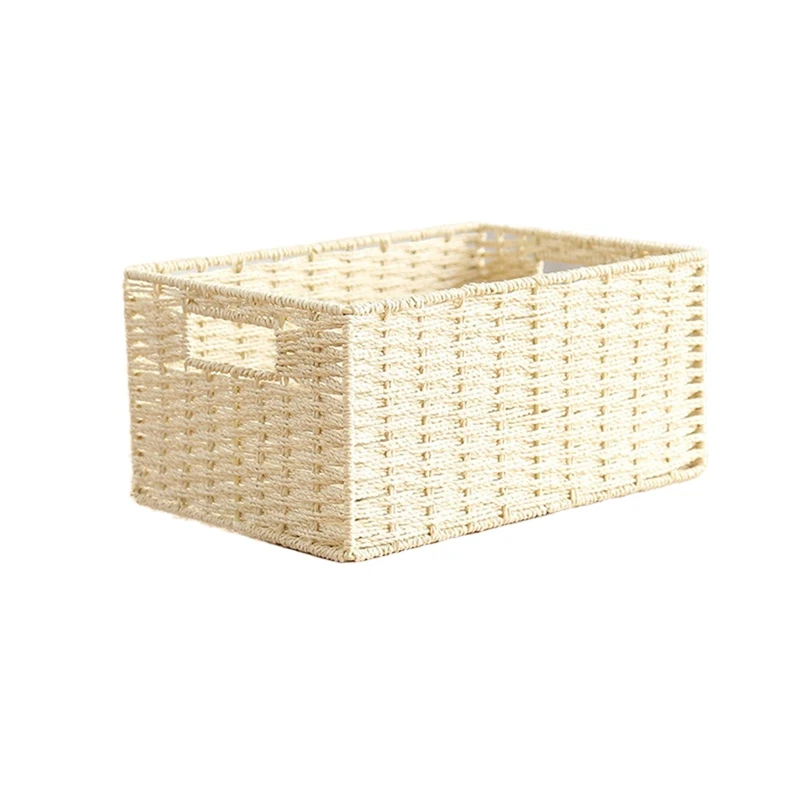 Woven Storage Basket Basket With Built-In Handle Paper Rope Basket