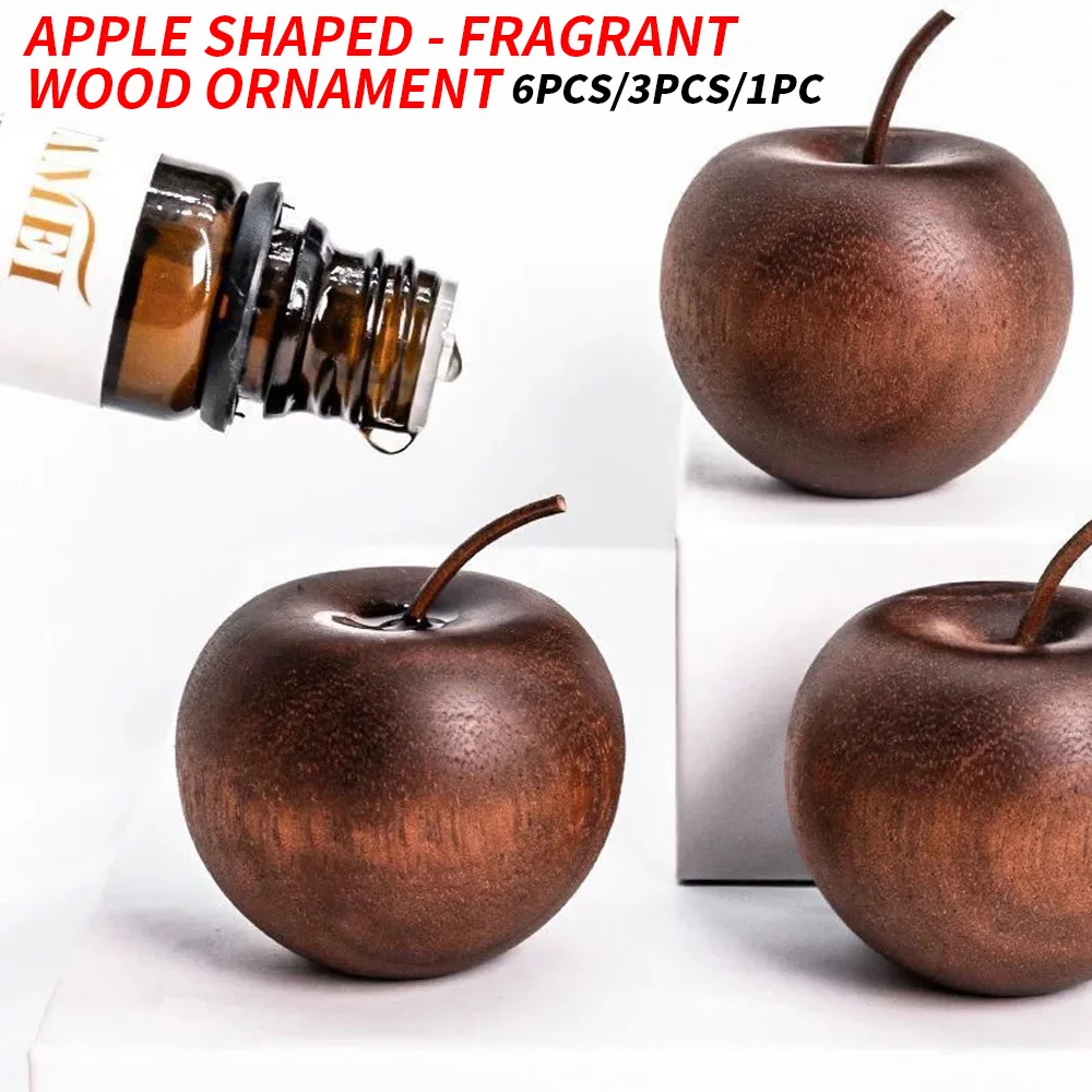 Apple Shaped Fragrant Wood 6PCS/3PCS/1PC Set for Home And Car Aromatherapy Essential Oil Ornament Affordable Wood Fragrance