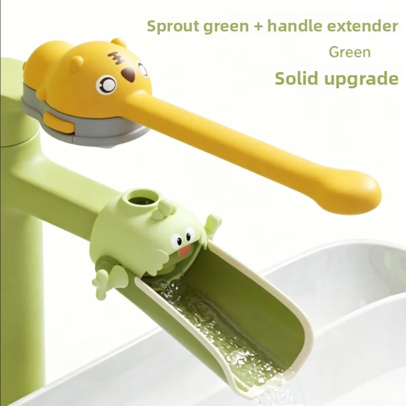 Kids Faucet Extender, 45° Temperature Sensing Silicone Water Guide, Cartoon Anti-Splash Hand Washing Sink Extension