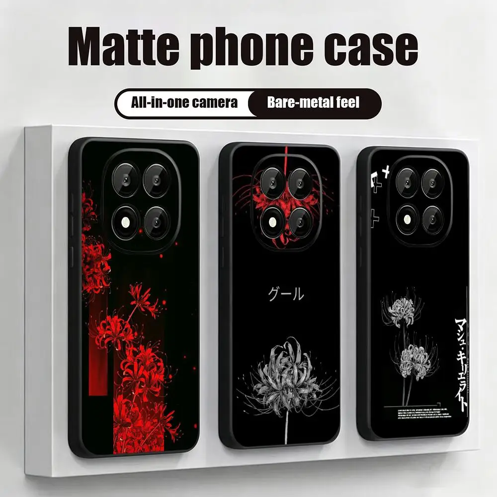 Red Spider Lily Art Painting Phone Case Soft Black Phone Cover For Redmi Note15 11 12 13 14Pro Plus S 5G 14C A3 view 2