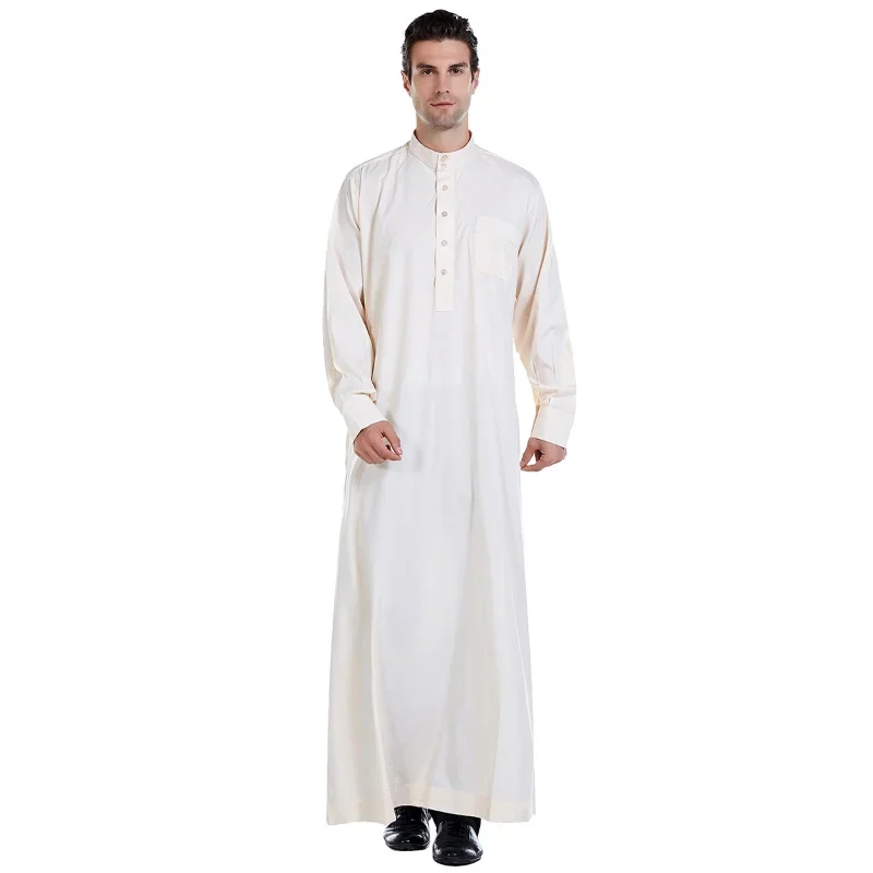 Middle East Jubba thobe Islamic gown robe tunic dress Jewish full sleeves men Arabia Muslim abaya Saudi button kaftan costume oa