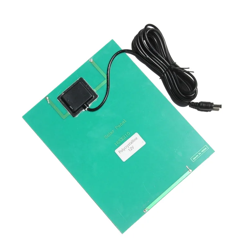 Portable 5.5W 12V 500mA Polycrystalline Silicon Solar Panel with 3M DC 5521 Port Cable for DIY Led Light Charger 165*210MM