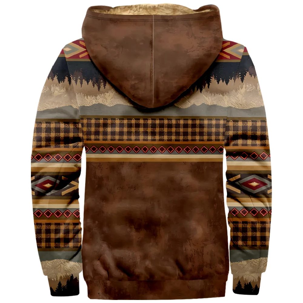 Tribal Graphic Prints Hoodie Fashion Long Sleeve Zipper Sweatshirt Stand Collar Coat Women Men Harajuku Winter Clothes