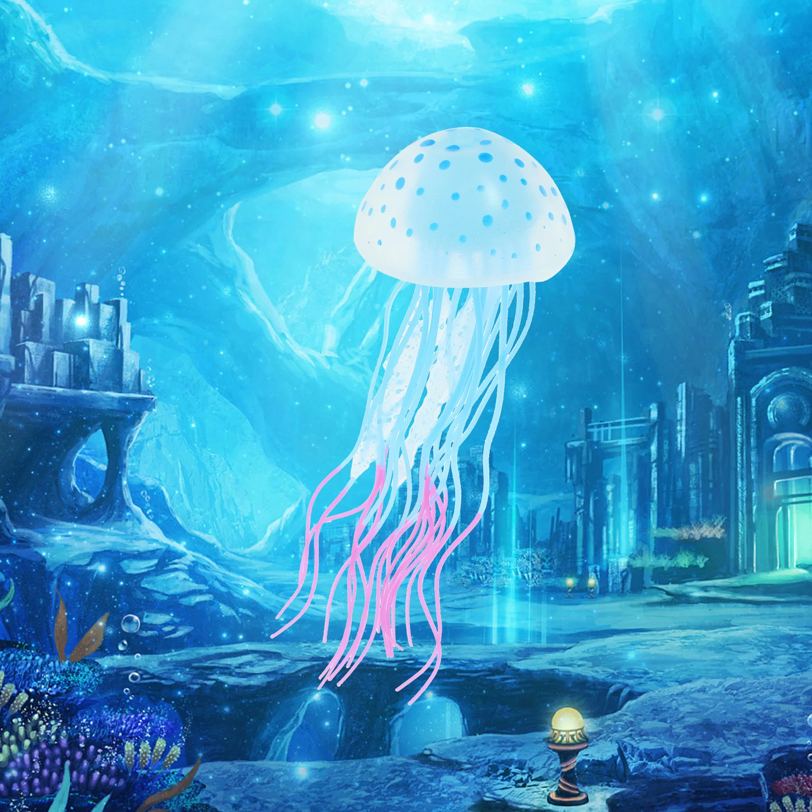 

Realistic Artificial Jellyfish Aquarium Decoration Silicone Fish Tank Accessory Vivid Glow Wear-Resistant Ornament