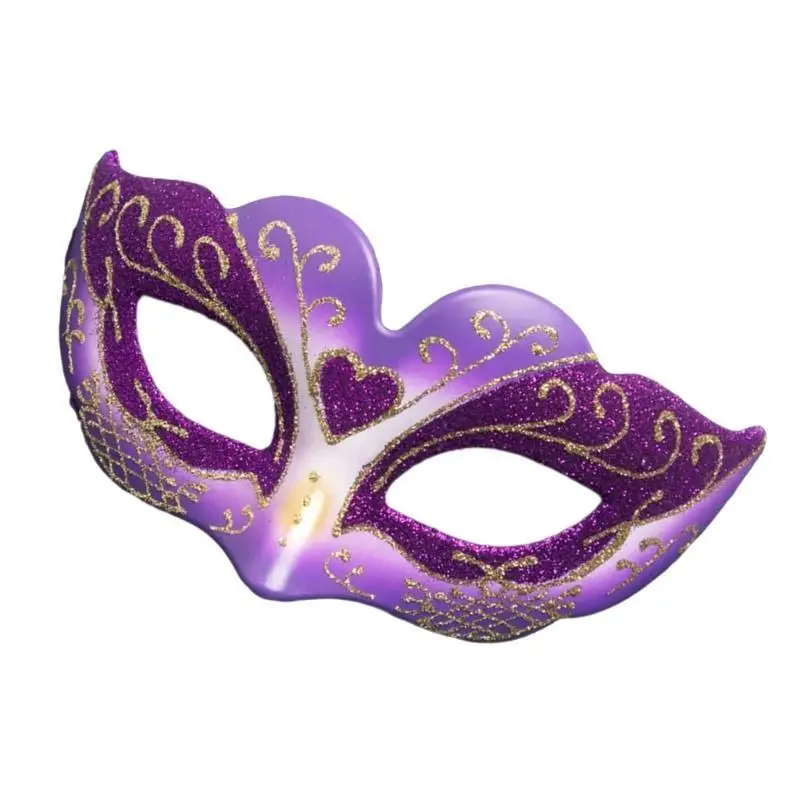 652F Dziewczęce dziewczęta weneckie pół twarzy maska ​​brokat Mardi Gras Maska na maskaradę o tematyce vintage