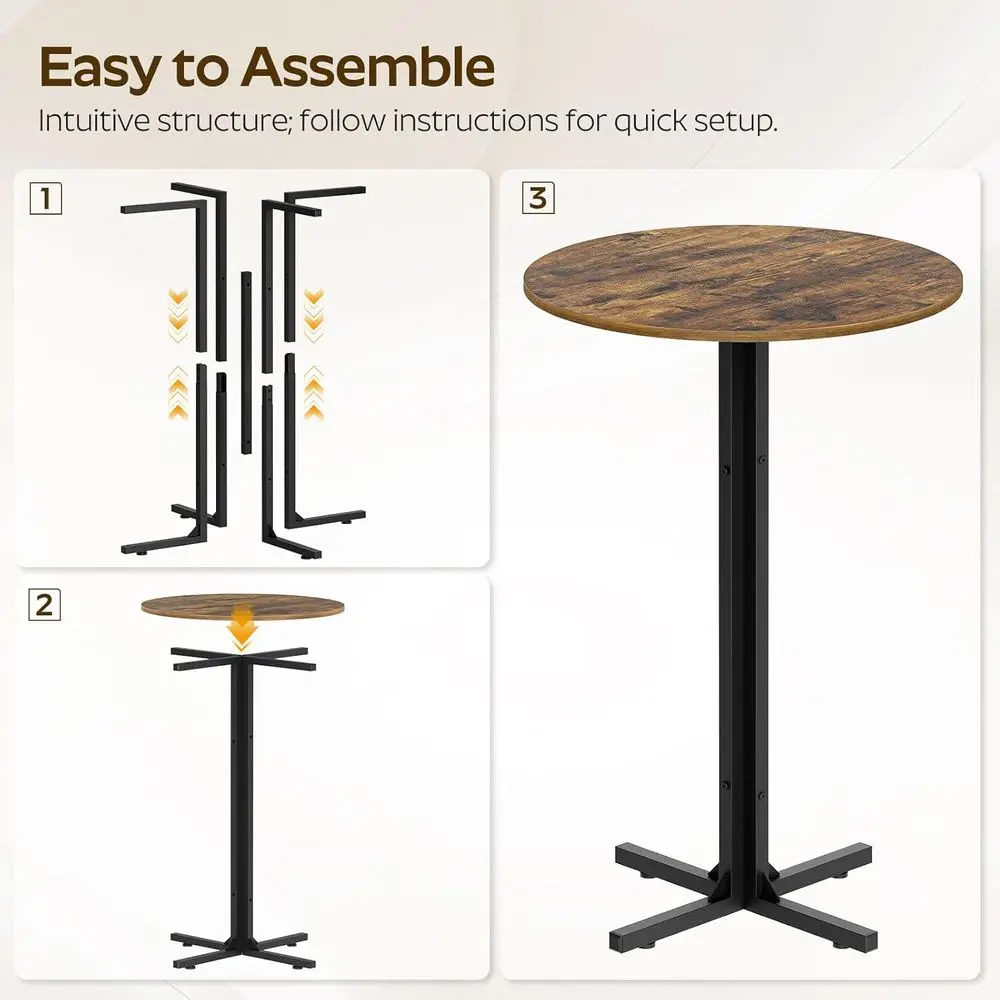 Round Bar Table Set of 4, Counter Height Pub Table, Bar Height Cocktail Table, Versatile Use, for Dining Room, Kitchen, Bar, Pub