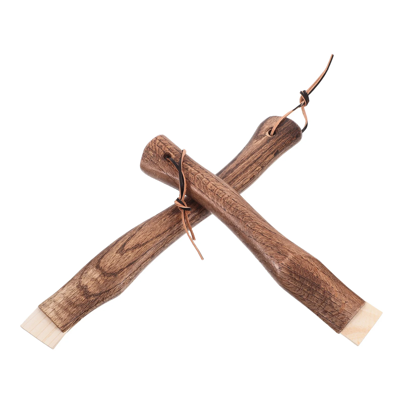 

2Pcs Short Wooden Axe Handles Curved Replacement for Hatchet Hammer Solid Wood Handle Hanging Hole Durable Outdoor Use